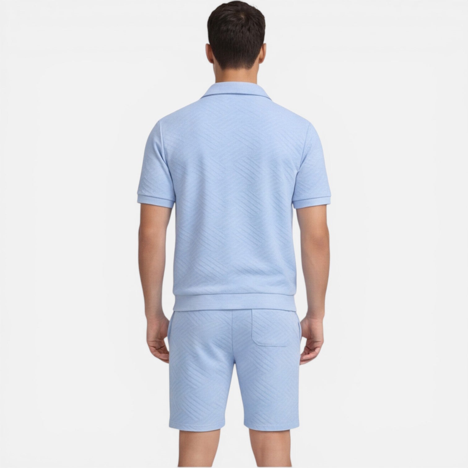 Completo Uomo Estivo Camicia Zip e Shorts Slim Fit