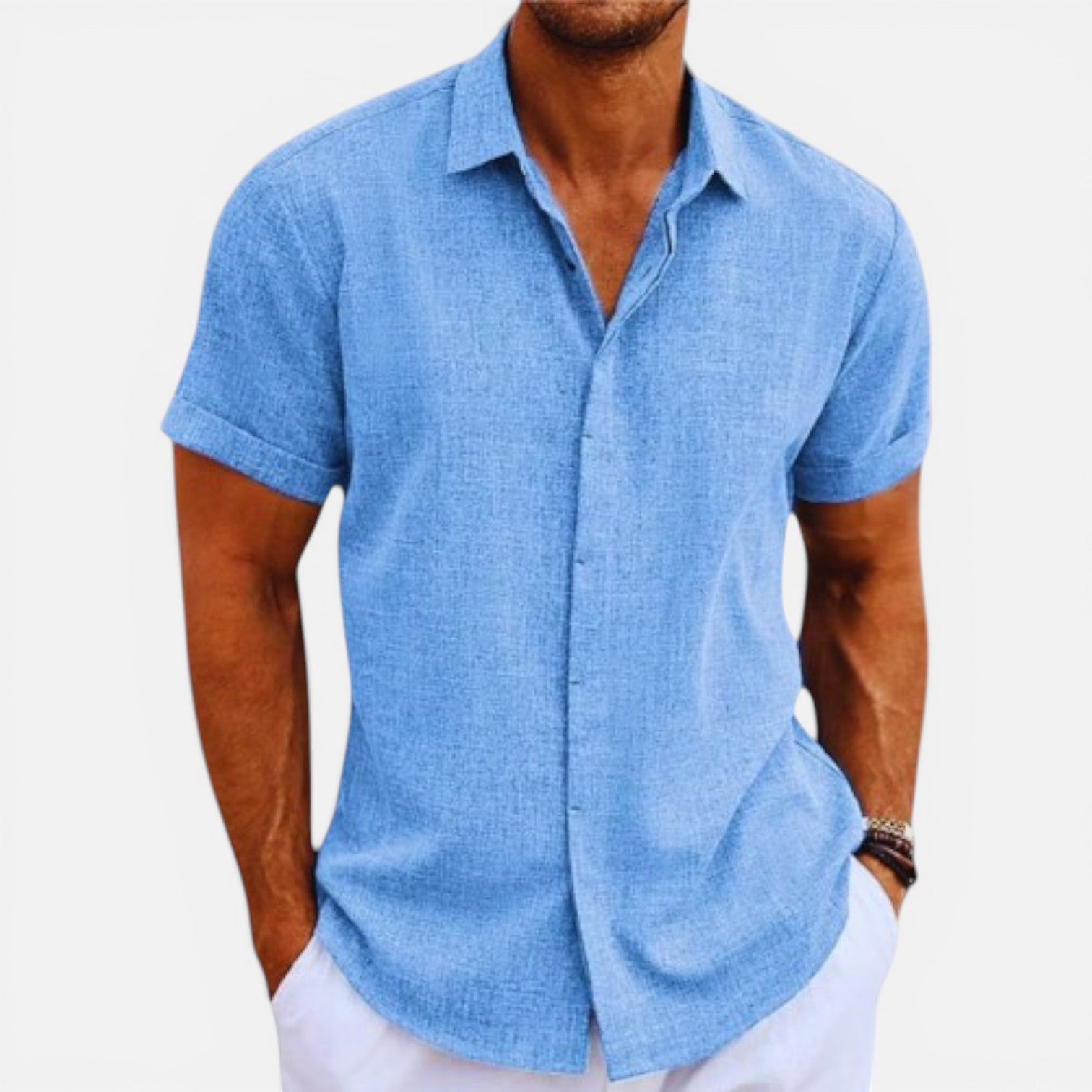 Camicia Uomo Manica Corta Estiva Leggera Traspirante Slim Fit
