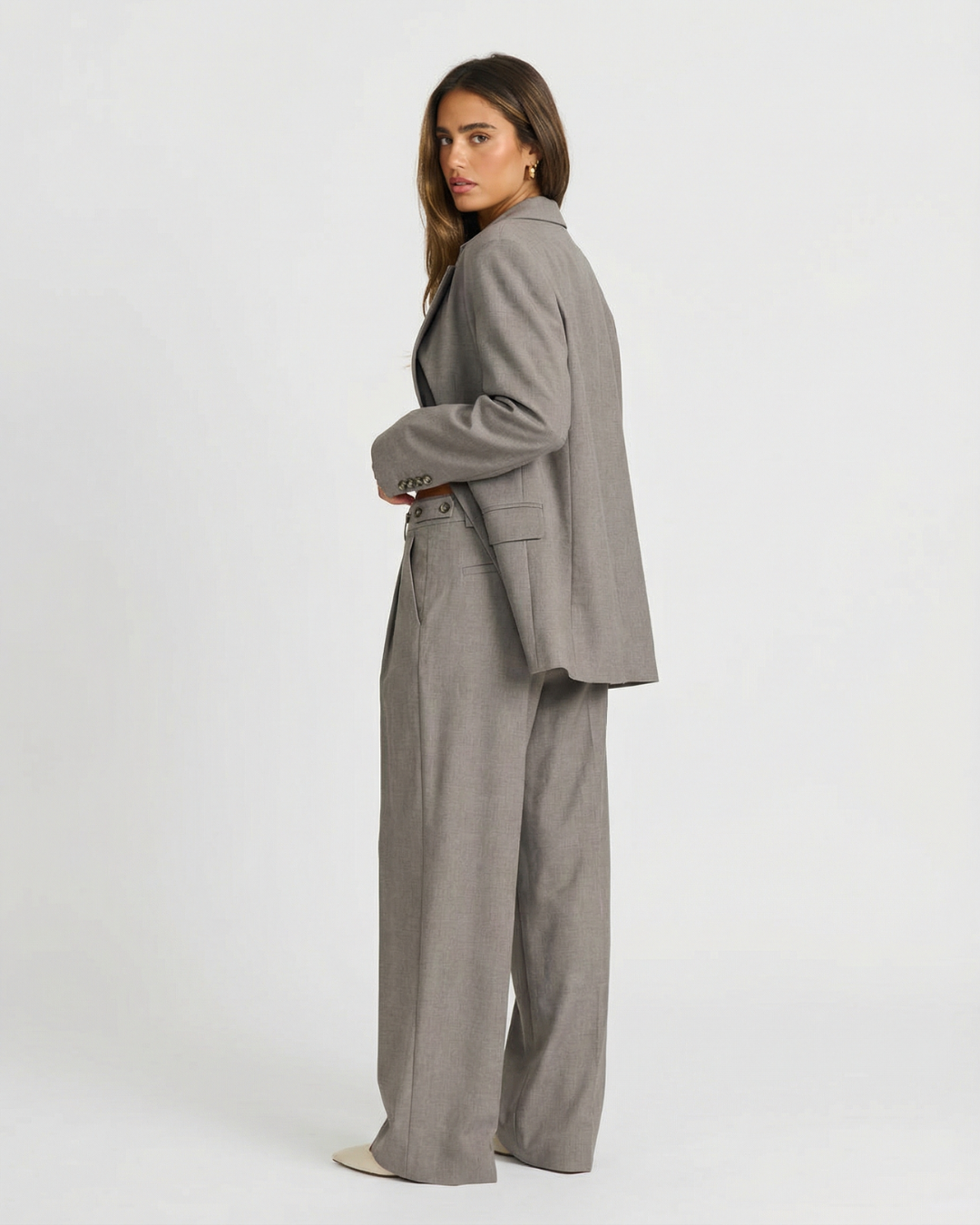 Tailleur Donna Blazer Oversize e Pantaloni Palazzo Completo Due Pezzi