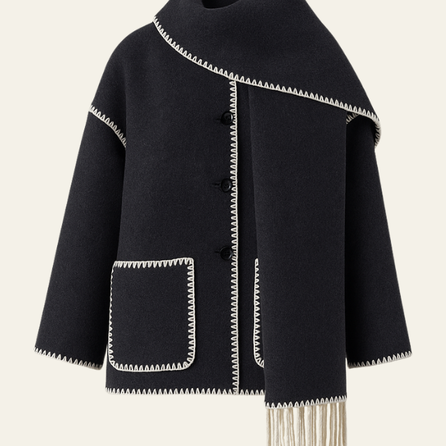 Cappotto Donna in Lana con Sciarpa Integrata Caldo Raffinato
