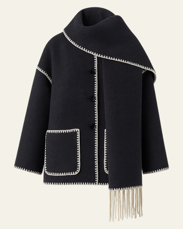 Aurazio Cappotto di lana con sciarpa integrata da donna