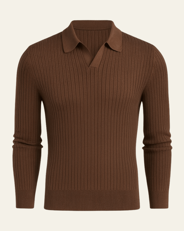 Aurazio Polo in maglia a coste leggera da uomo