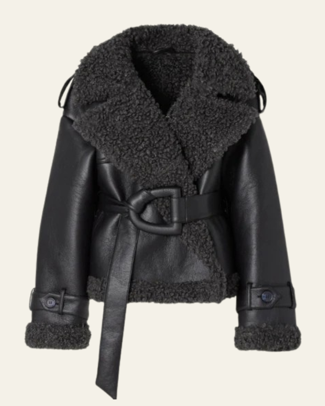 Giacca Aviator Donna in Pelle Vegana Shearling Sintetico Raffinata