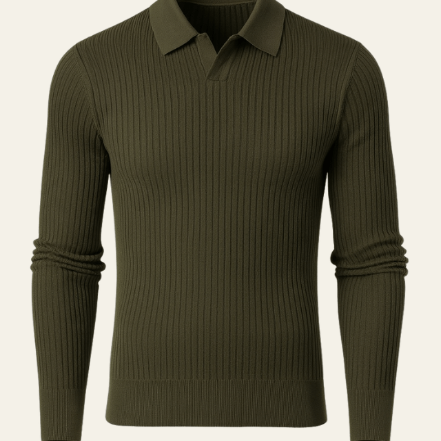 Aurazio Polo in Cotone Lavorato a Coste da Uomo