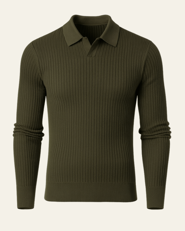 Aurazio Polo in Cotone Lavorato a Coste da Uomo