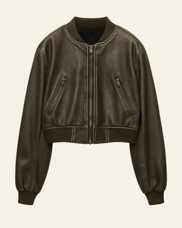 Aurazio Giacca bomber in pelle morbida da donna