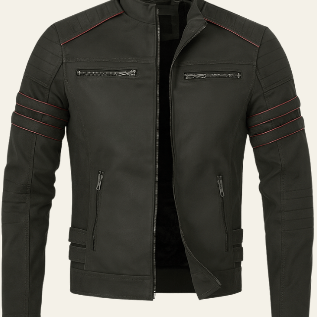 Aurazio Giacca Biker in Pelle Vegana da Uomo