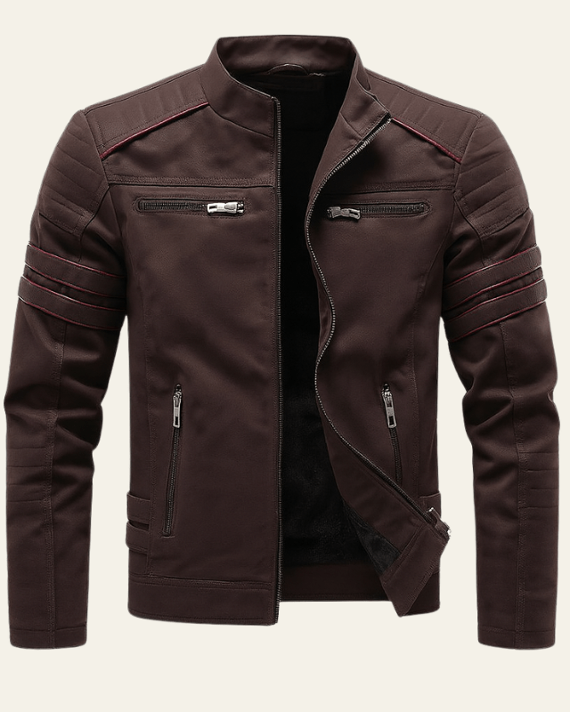 Aurazio Giacca Biker in Pelle Vegana da Uomo