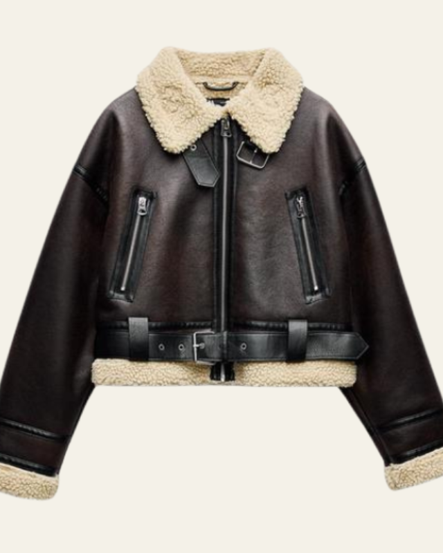 Aurazio Giacca Aviatore in Pelle con Shearling da donna