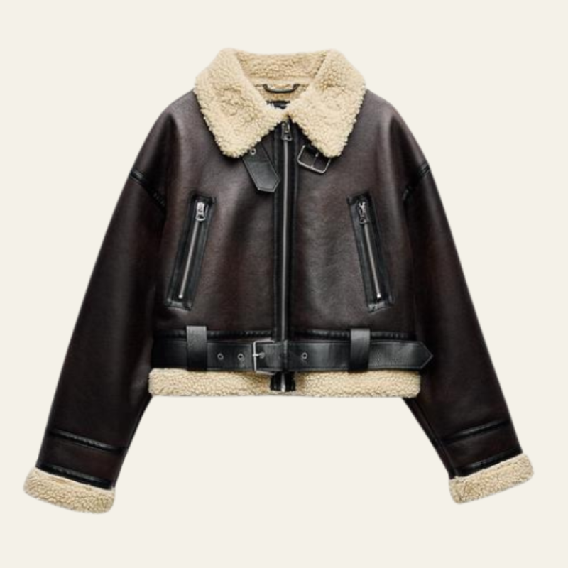 Giacca Aviator Donna in Pelle Vegana Shearling Sintetico Robusta