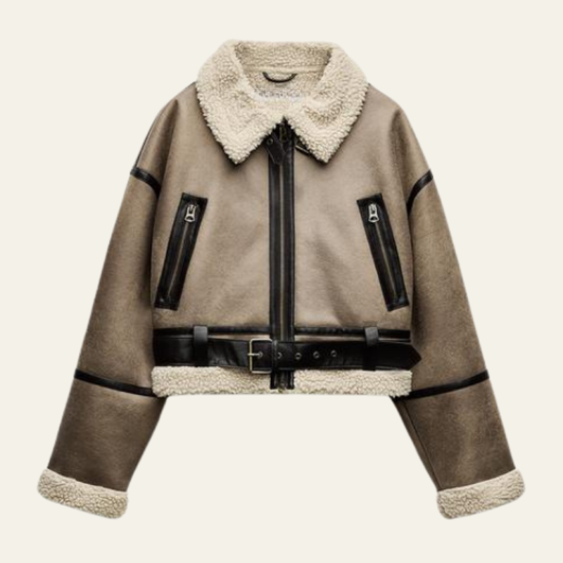 Giacca Aviator Donna in Pelle Vegana Shearling Sintetico Robusta