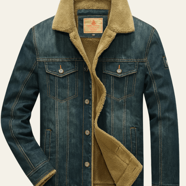 Aurazio Giacca in Denim con Fodera Shearling per Uomo