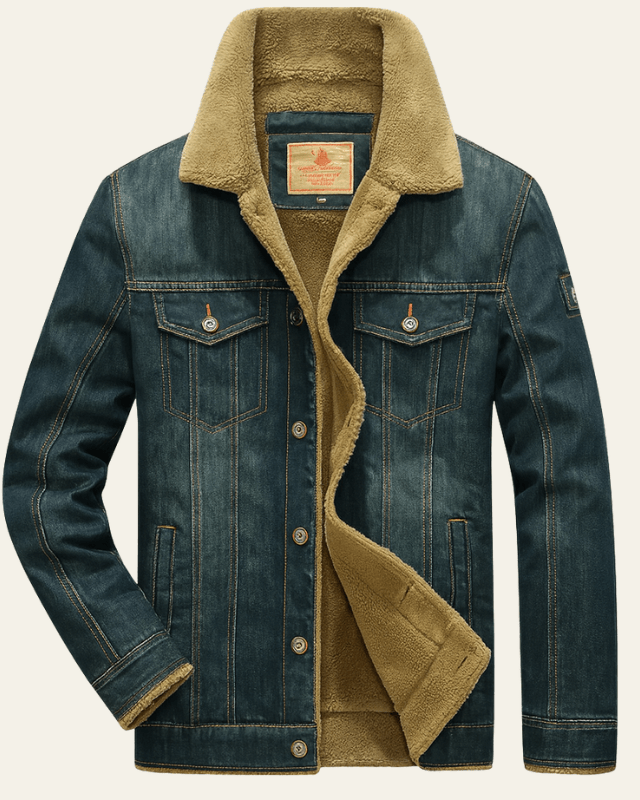 Aurazio Giacca in Denim con Fodera Shearling per Uomo
