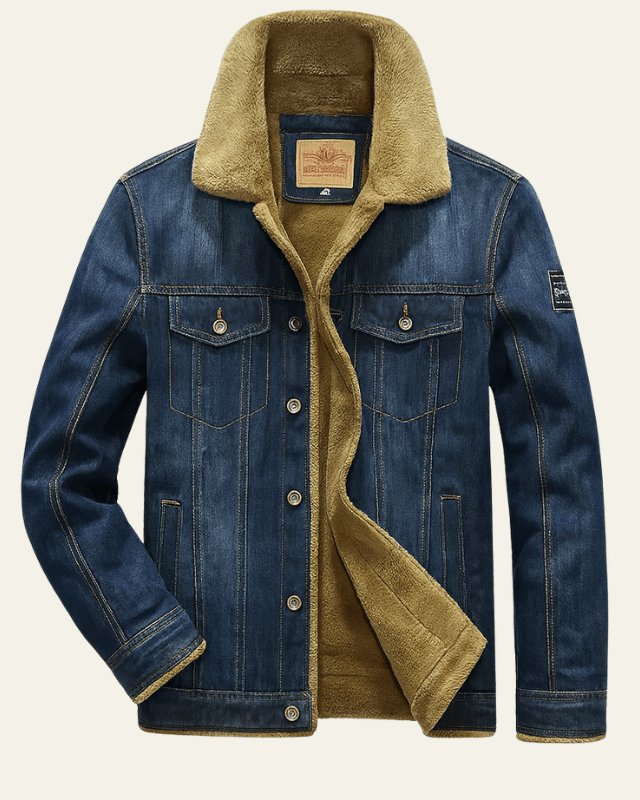 Aurazio Giacca in Denim con Fodera Shearling per Uomo