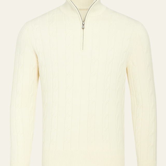 Aurazio Maglione lavorato a treccia con zip da uomo