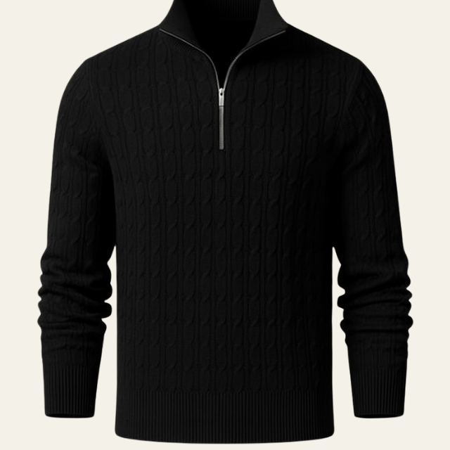 Aurazio Elegante Maglione con Zip Parziale da uomo