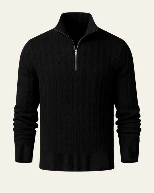 Aurazio Elegante Maglione con Zip Parziale da uomo