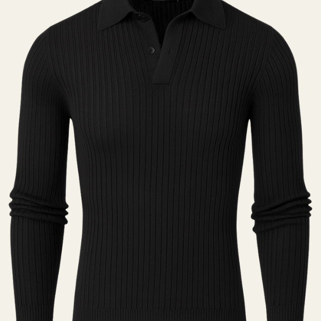 Aurazio Polo in cotone rigato nero da uomo