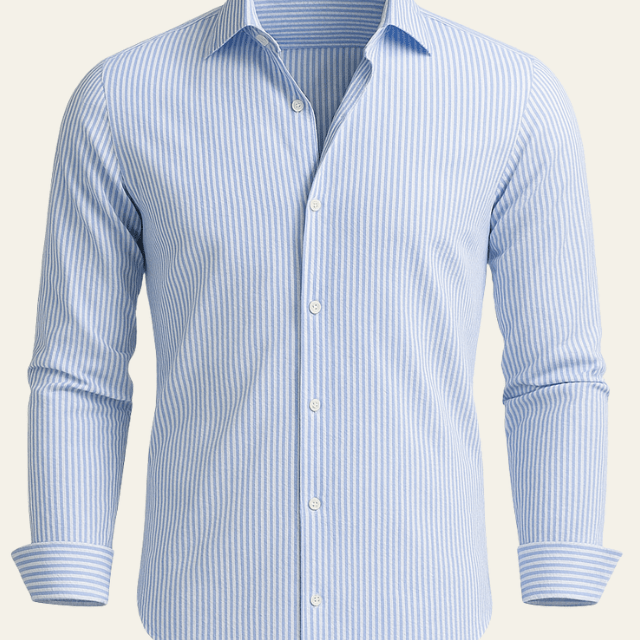 Camicia Uomo a Righe in Seersucker Leggera Mediterranea