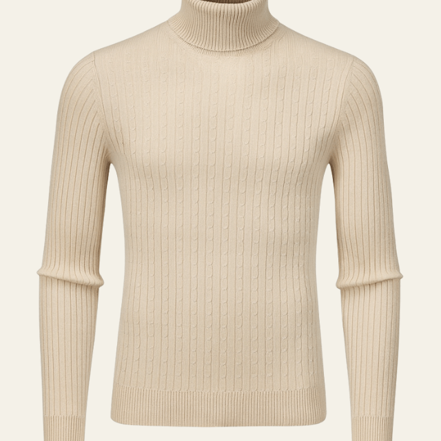 Aurazio Maglione a Coste con Collo Alto da Uomo