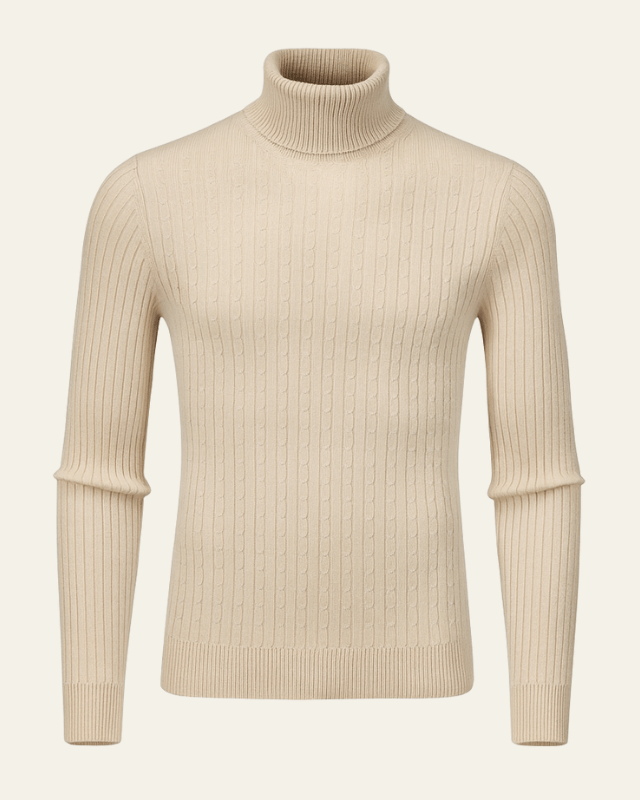 Aurazio Maglione a Coste con Collo Alto da Uomo