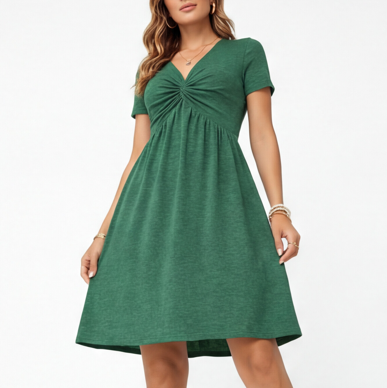 Abito Donna in Cotone Estivo Scollo a V Linea A