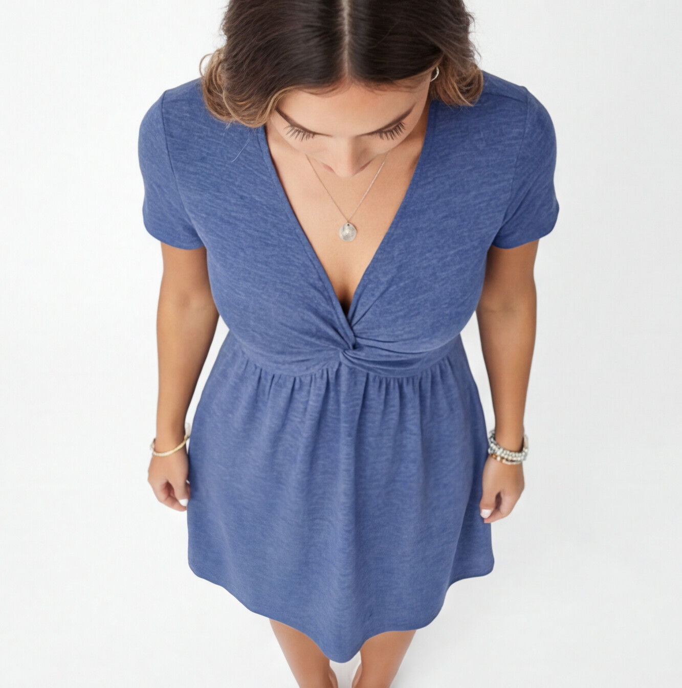 Abito Donna in Cotone Estivo Scollo a V Linea A