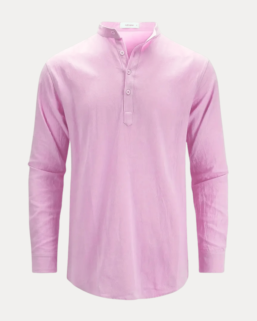 Aurazio Camicia Henley Uomo In Misto Lino Traspirante