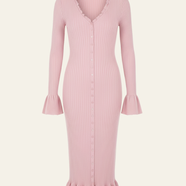 Aurazio Vestito Midi in Maglia a Coste da Donna