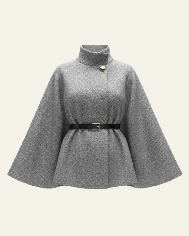 Cappotto Donna a Mantella con Cintura Silhouette Strutturata