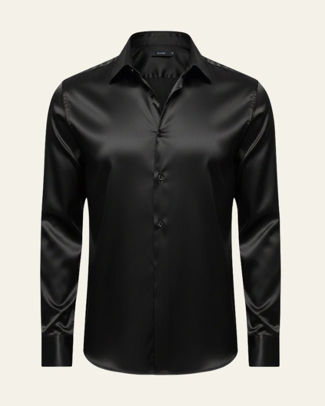 Aurazio Camicia Satinata a Maniche Lunghe da Uomo