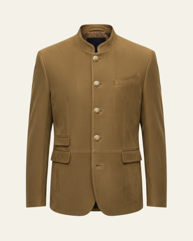 Aurazio Giacca in Similpelle Vegana con Collo Alto da Uomo