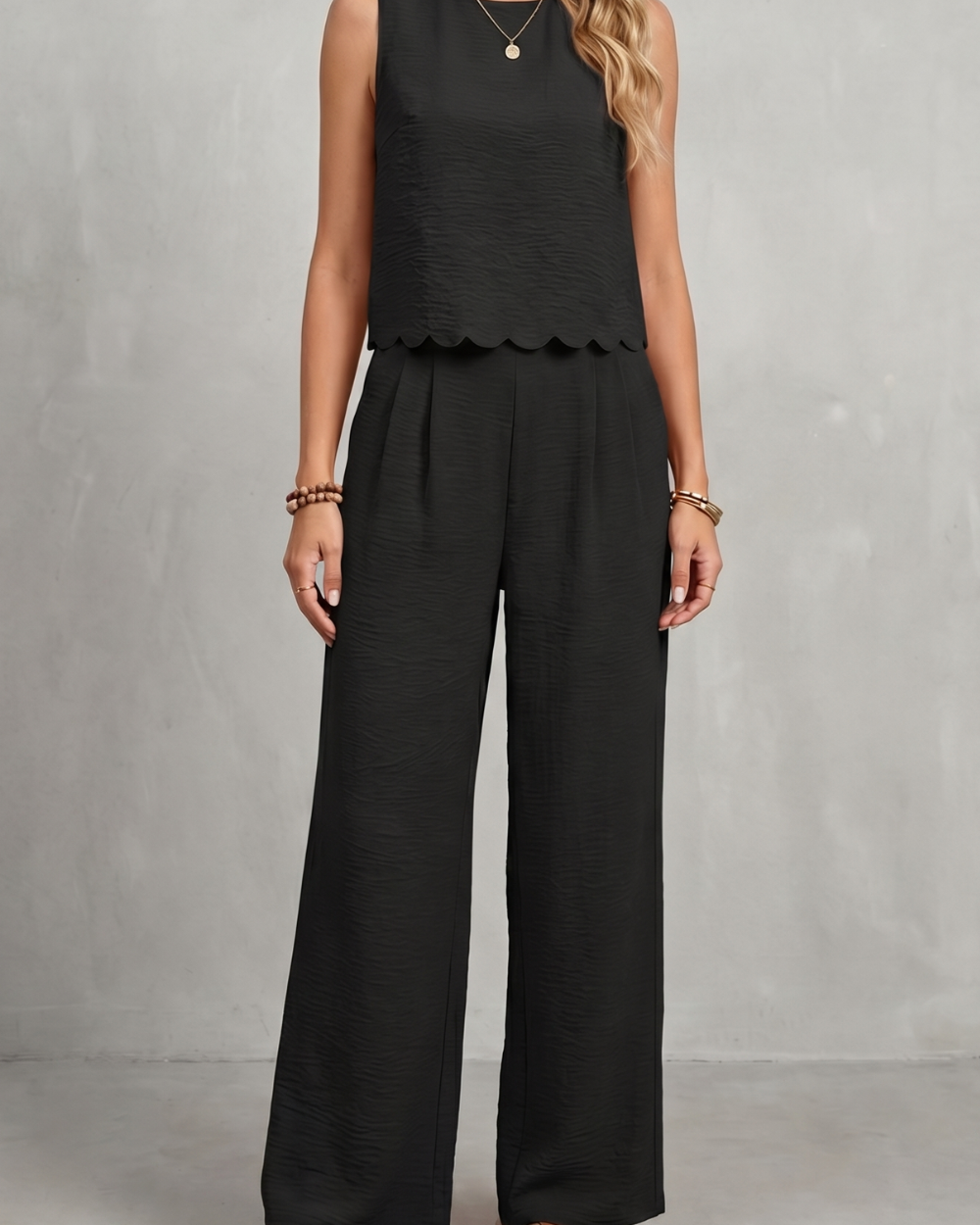 Completo Donna Top Smerlato Schiena Aperta con Fiocchi e Pantaloni