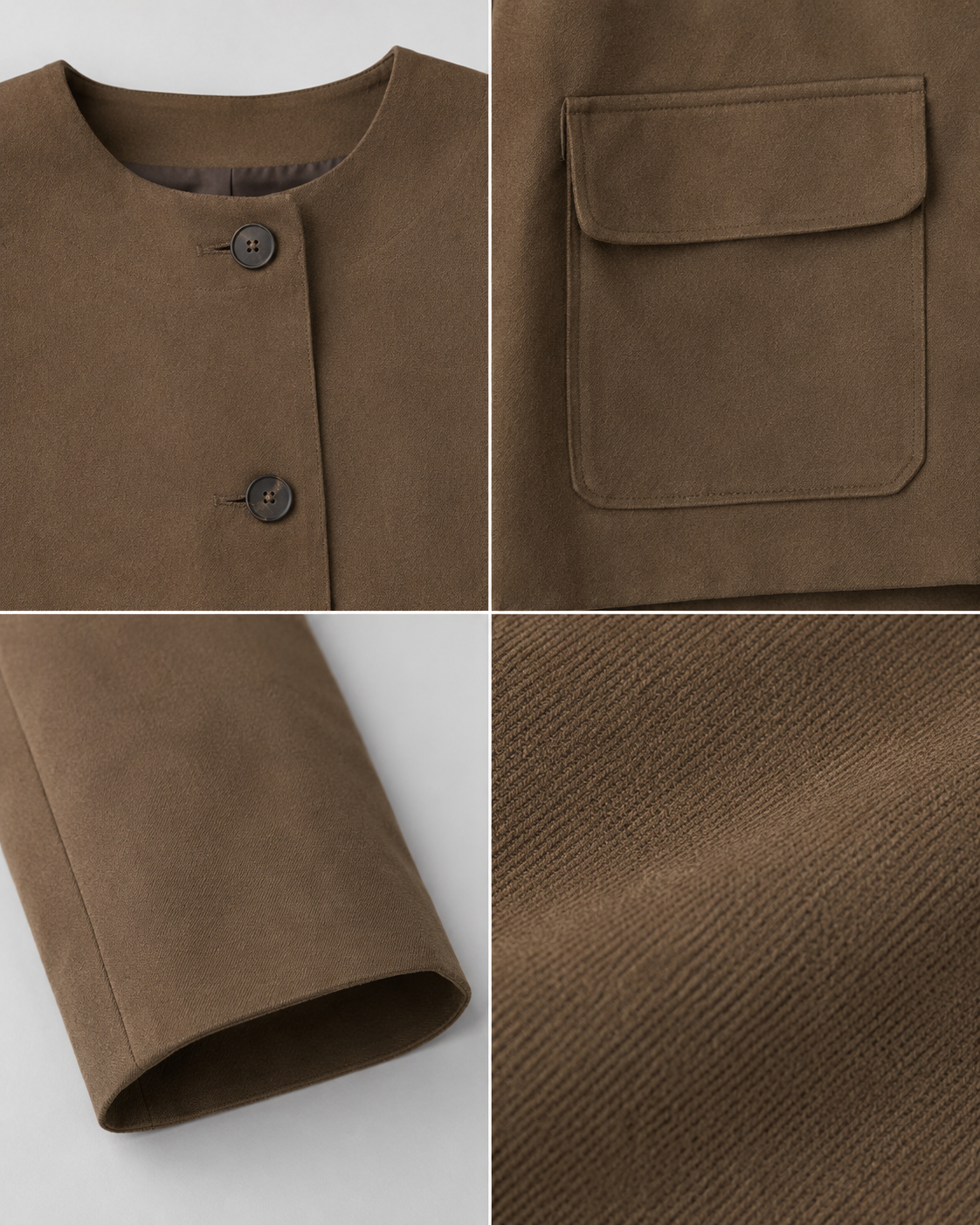 Giacca Donna Cropped Effetto Suede Spazzolato Ampia Collo Camicia