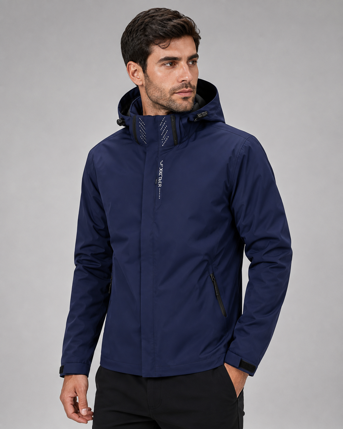 Giacca Antipioggia Uomo Impermeabile Cappuccio Antivento Outdoor