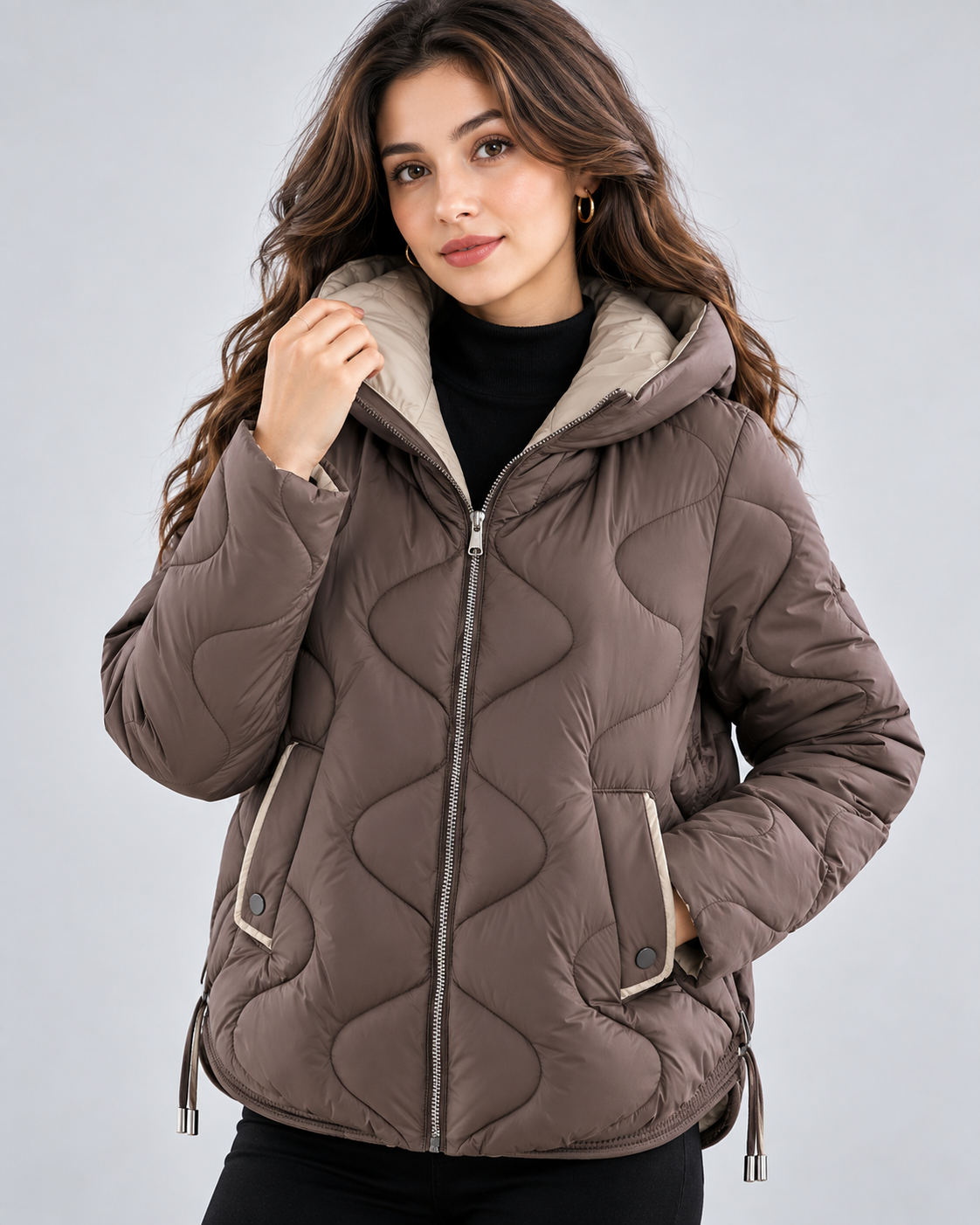 Giacca Donna Trapuntata Corta in Cotone Imbottita Girocollo