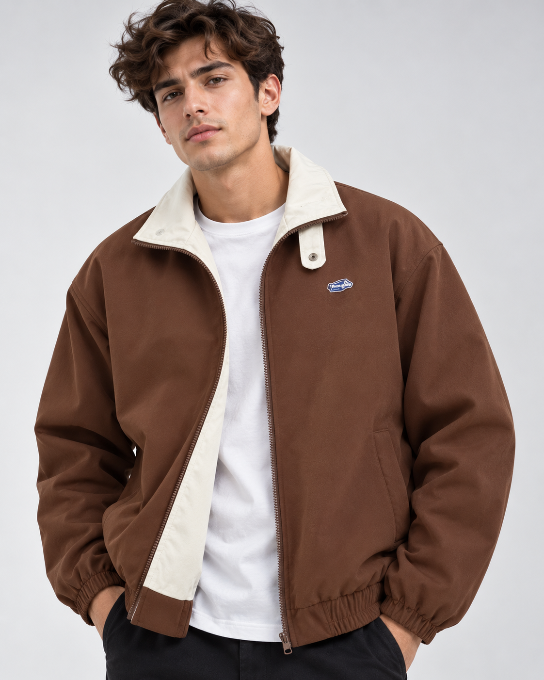 Giacca Uomo Stile Baseball Collo con Revers di Transizione