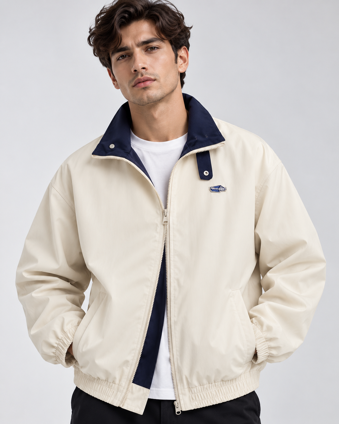 Giacca Uomo Stile Baseball Collo con Revers di Transizione