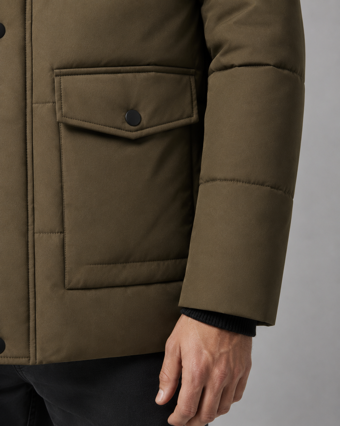 Giacca Uomo Trapuntata Cappuccio Foderato in Peluche Tasche Zip