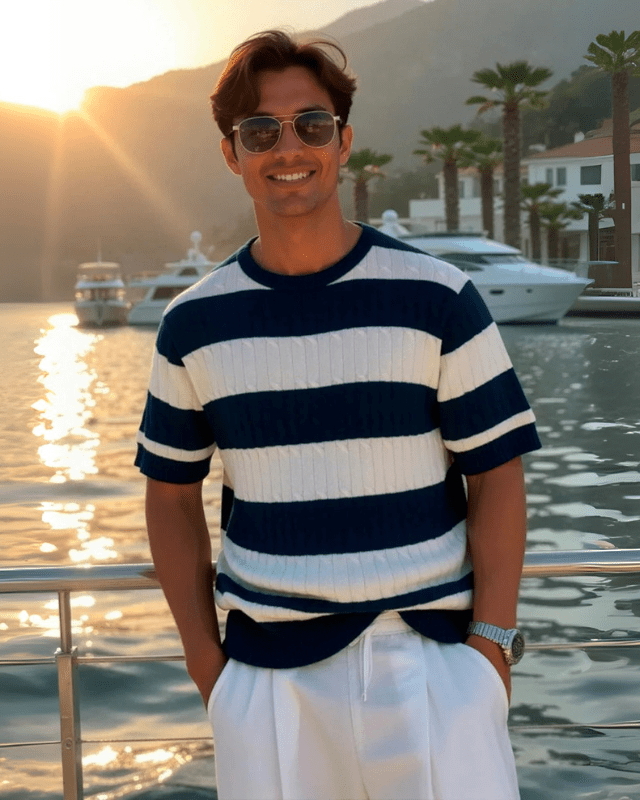 Aurazio Maglietta a coste di cotone da uomo