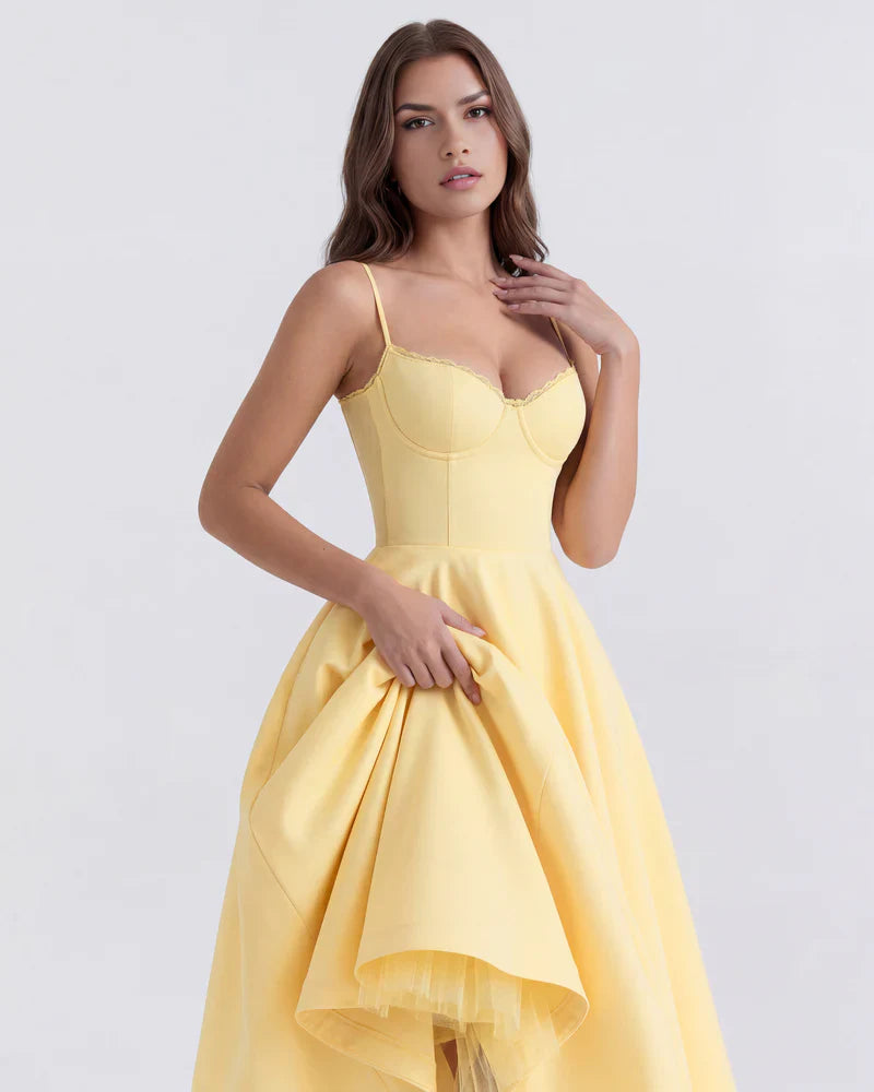 Abito Midi Donna Corsetto Tulle Scollo a Cuore Cerimonia