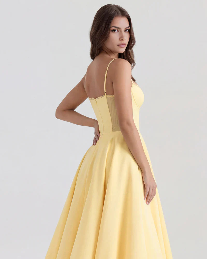 Abito Midi Donna Corsetto Tulle Scollo a Cuore Cerimonia