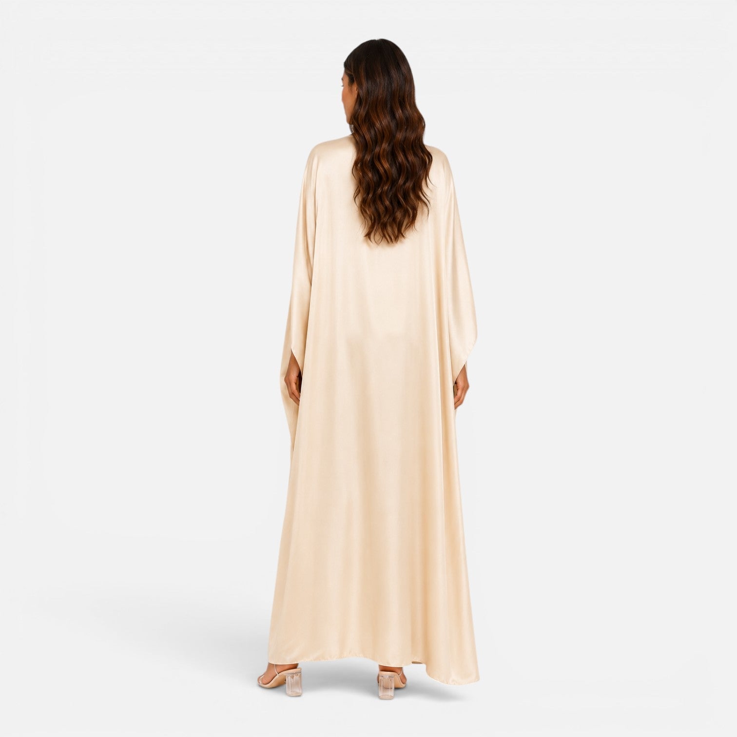 Abito Lungo Donna Maniche Drappeggiate a Mantella Elegante