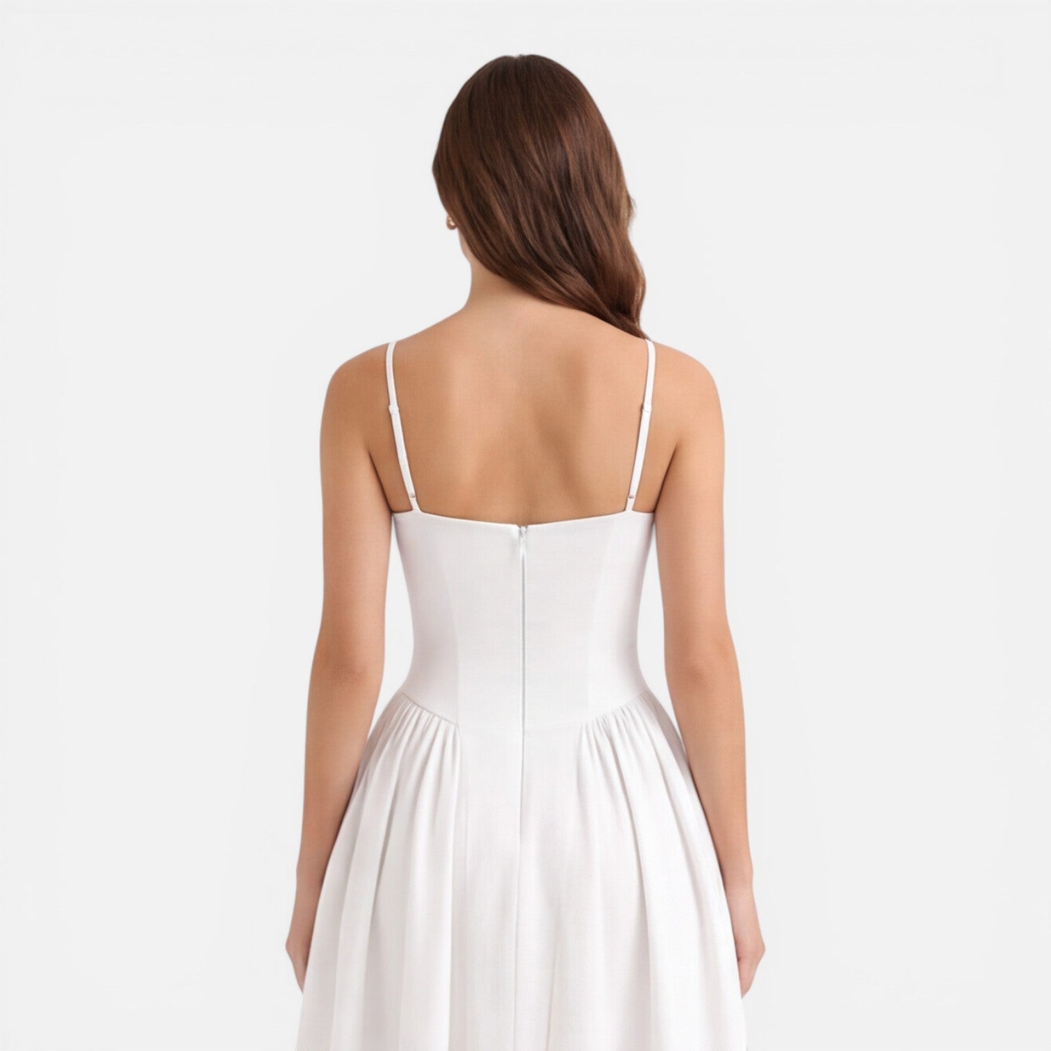 Abito Midi Donna Elegante Linea A Cerimonia Spalline