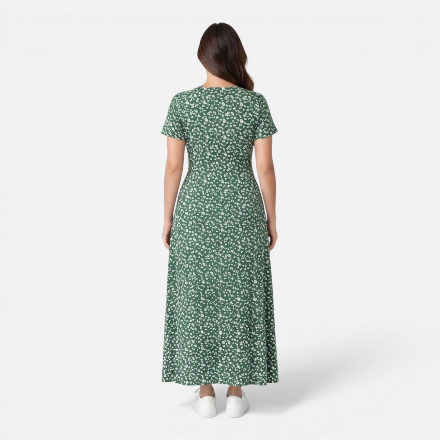 Abito Midi Donna Floreale Scollo a V Elegante Estivo