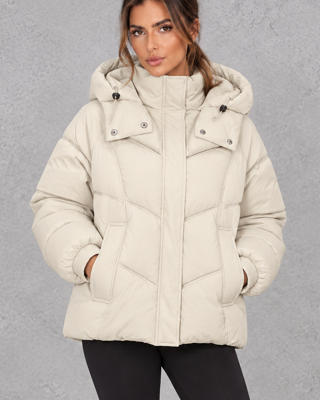 Giacca Donna Trapuntata Oversize con Cappuccio Imbottitura Generosa