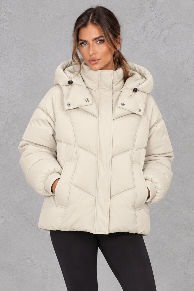 Giacca Donna Trapuntata Oversize con Cappuccio Imbottitura Generosa