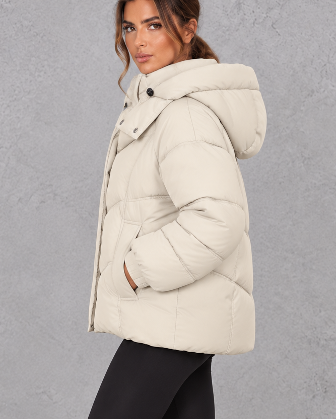 Giacca Donna Trapuntata Oversize con Cappuccio Imbottitura Generosa