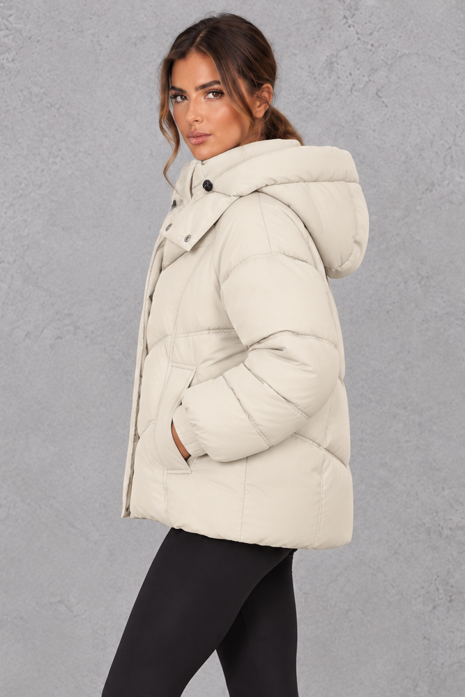 Giacca Donna Trapuntata Oversize con Cappuccio Imbottitura Generosa