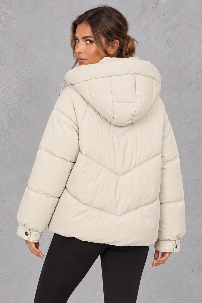 Giacca Donna Trapuntata Oversize con Cappuccio Imbottitura Generosa